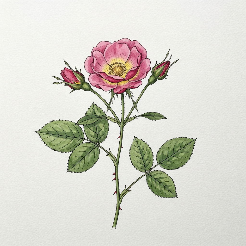 Illustration Botanique — Rosa Centifolia